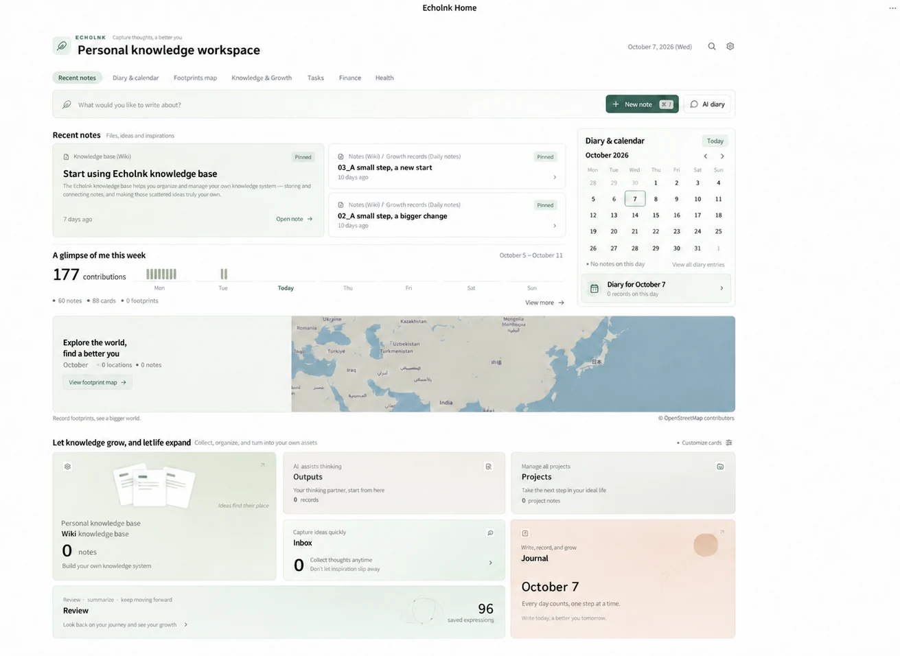 Obsidian workspace shown on the EchoInk website